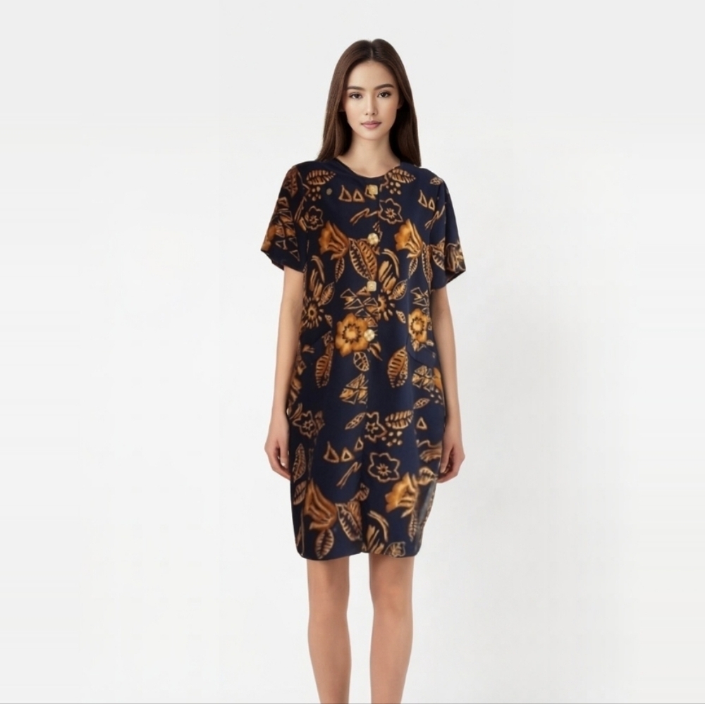 Vintage Sag Harbor‎ Navy Hawaiian Shift Dress